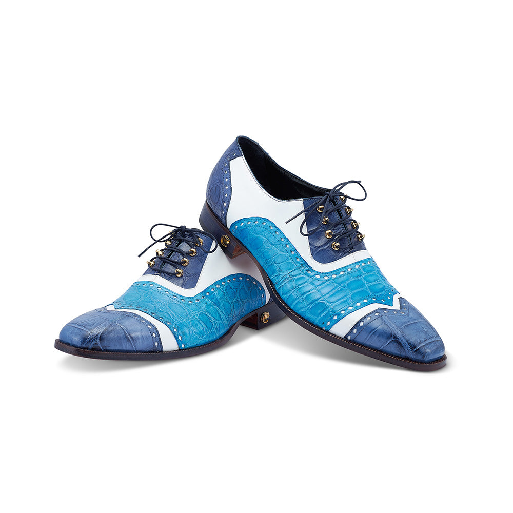 Mauri 3093 Lucky Body Alligator & Calfskin Shoes Caribbean Blue / White / Azur