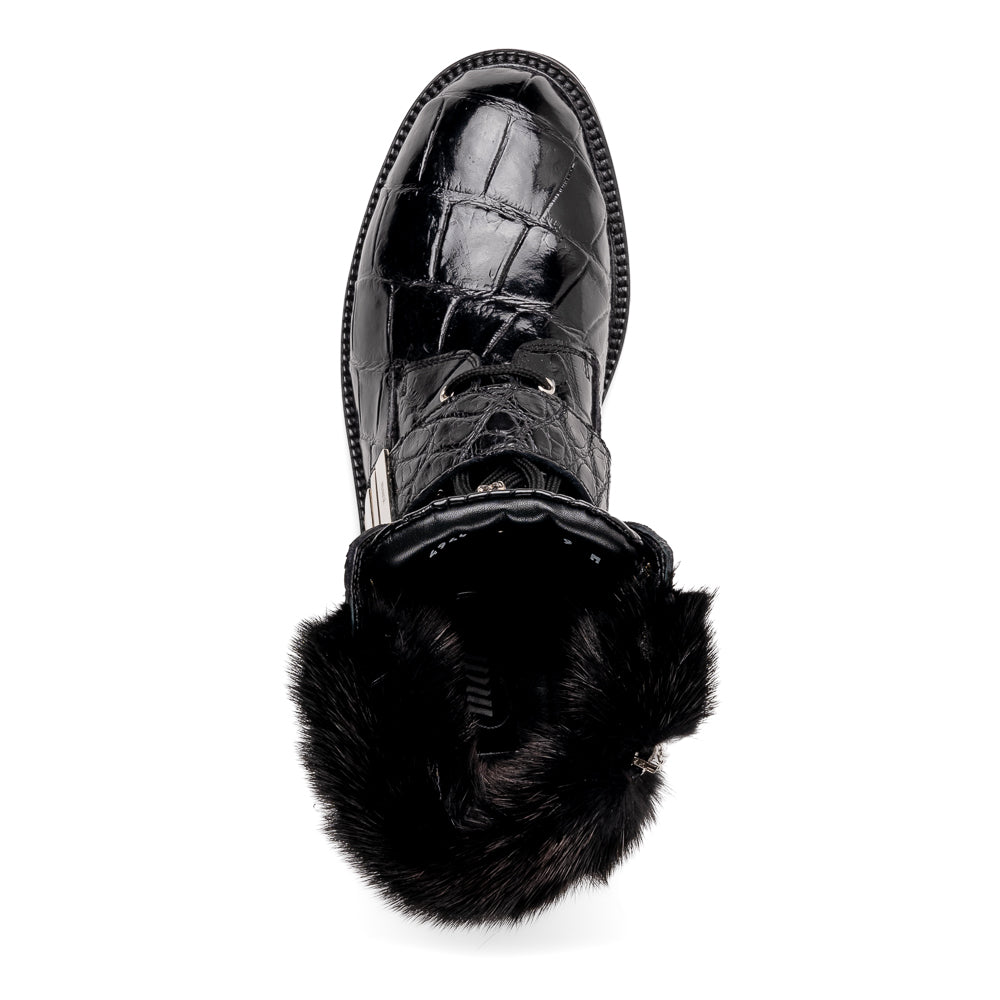 Mauri 3240 Smoke Alligator/ Mink/ Nappa Boots Black (Special Order)