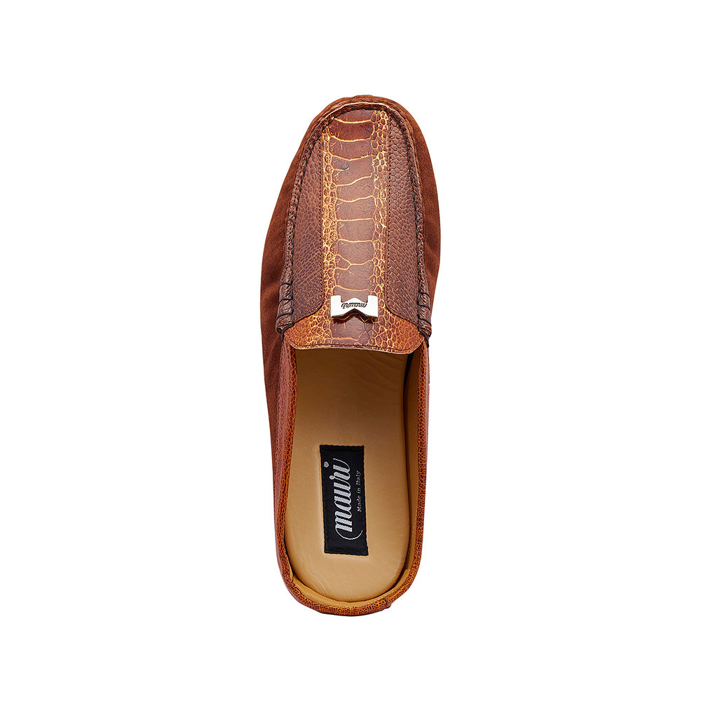 Mauri 3461 Fiesta Suede & Ostrich Leg Half Shoes Sp Rust / Brown