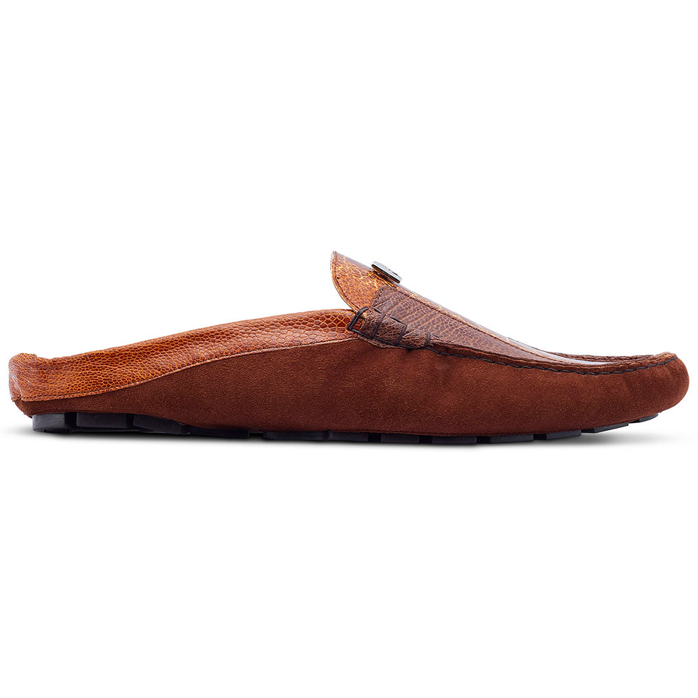 Mauri 3461 Fiesta Suede & Ostrich Leg Half Shoes Sp Rust / Brown