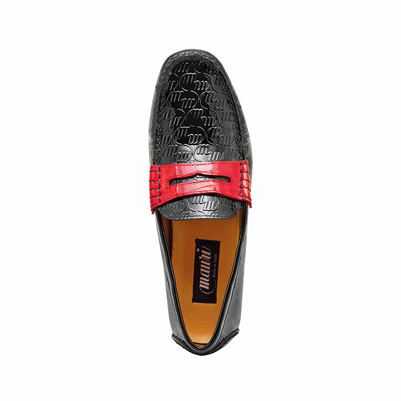Mauri 3502 Baby Crocodile / Embossed Patent Loafer Black / Red