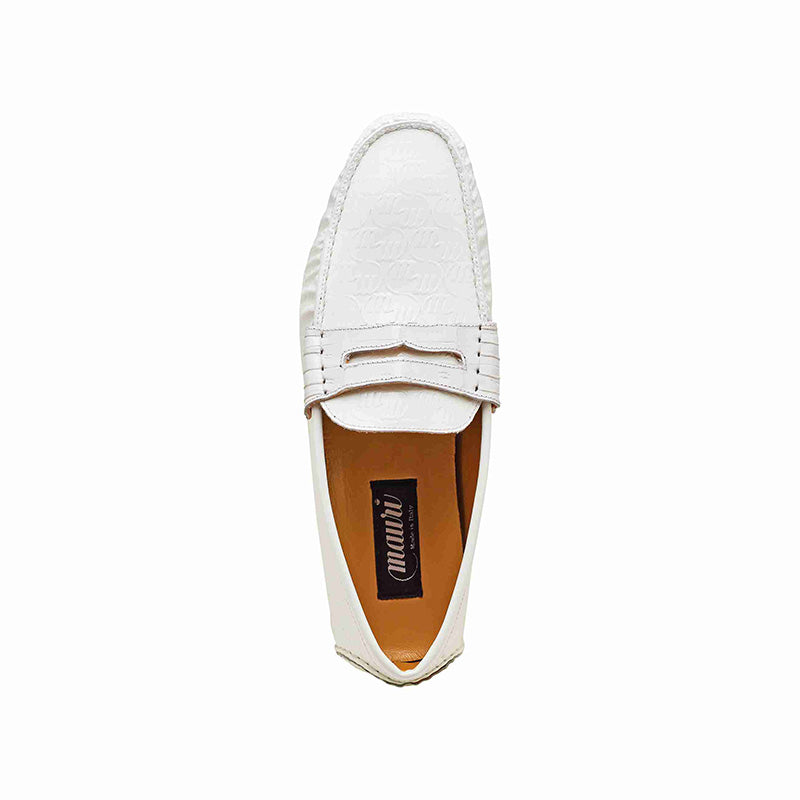 Mauri 3502 Baby Crocodile / Embossed Patent Loafer White