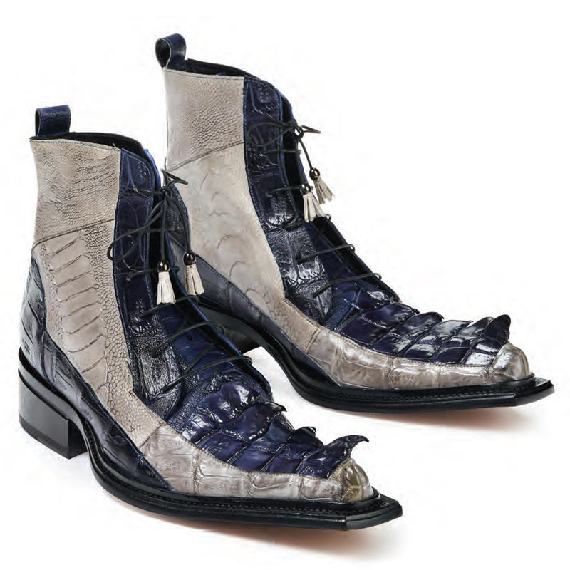 Mauri 44187 Dragon Croc Hornback Ostrich Leg Boots Wonder Blue