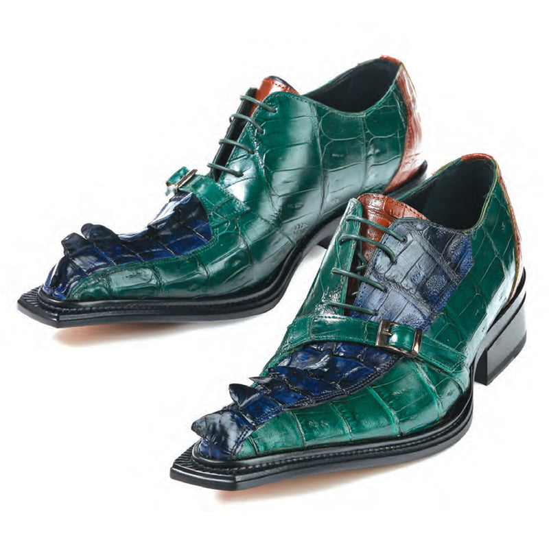 Mauri 44190 Raptor Hornback & Croc Shoes Iris Blue / Country Green