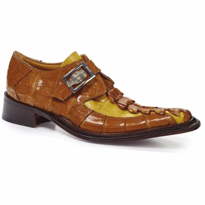 Mauri 44192 Piermarini Crocodile & Hornback Monk Strap Corn / Yellow Pepper