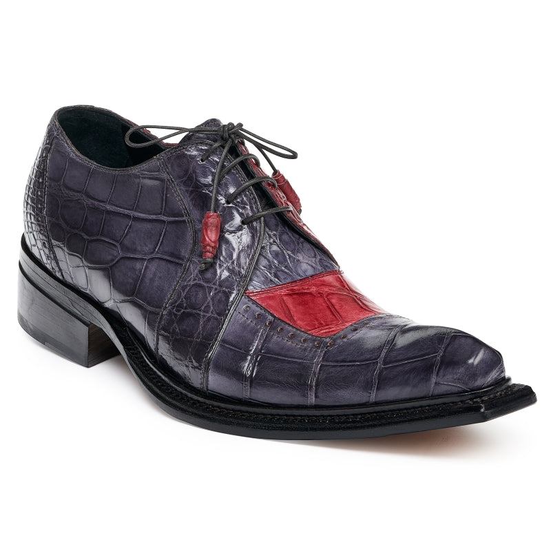Mauri 44268 Alligator Shoes Mediume Gray / Bordo