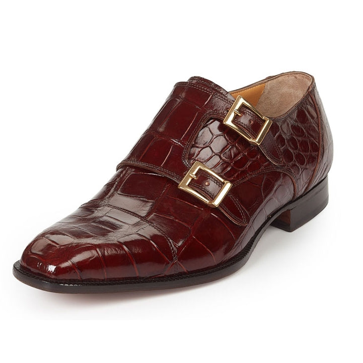 Mauri 4560 Via Spiga Alligator Monk Strap Shoes Gold