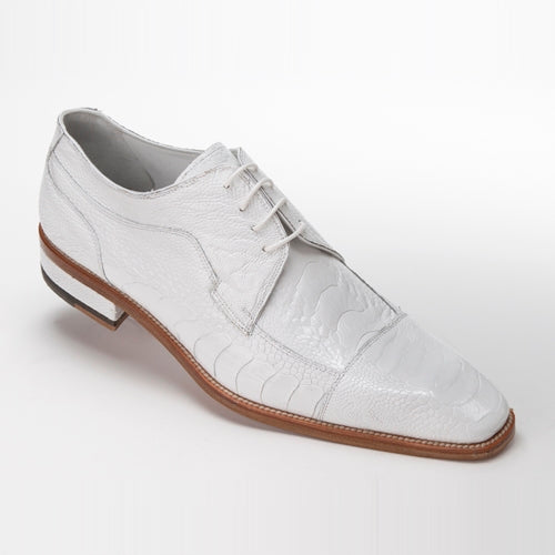 Mauri 4598 Carrara Ostrich Leg Cap Toe Shoes White