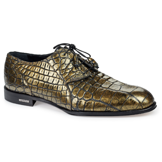 Mauri 4649 Atlas Alligator Derby Shoes Metallic Brass