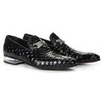 Mauri 4709 Elegance Homer Fabric Patent Dress Shoes Black