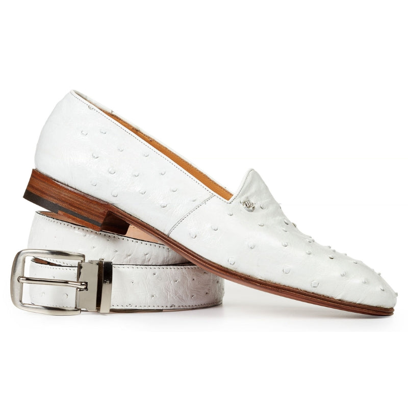 Mauri 4732 Bianca Ostrich Quill Loafers White