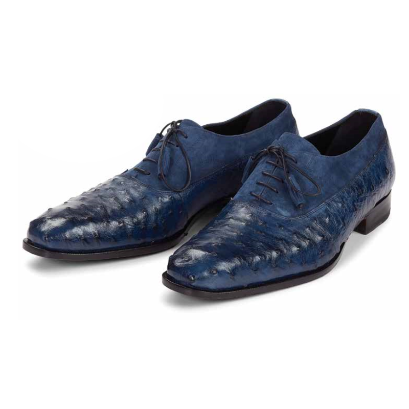 Mauri 4762 Dante Ostrich Quill & Suede Oxfords Wonder Blue
