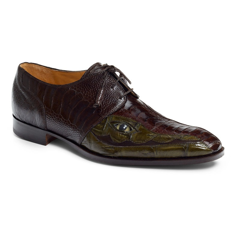 Mauri 4787 Colosseo Ostrich & Crocodile Shoes Brown / Money Green