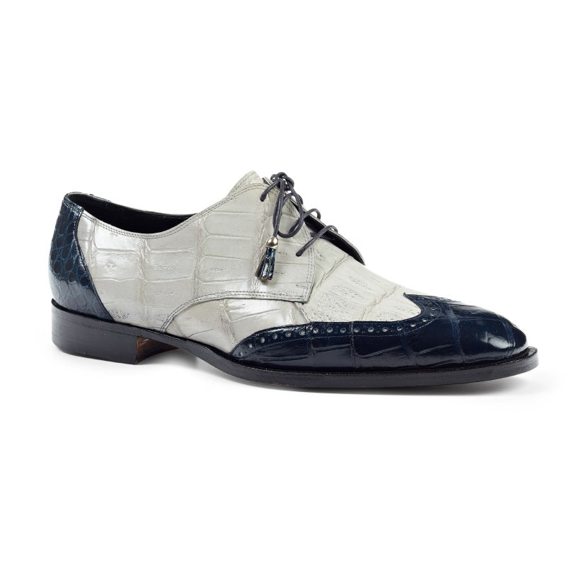 Mauri 4793 Adriano Alligator Wingtip Shoes Wonder Blue / Acre Raindrops