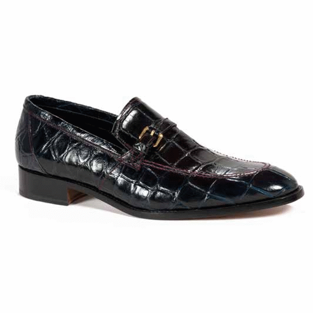 Mauri 4796 Body Alligator Bit Loafers Dark Navy Blue