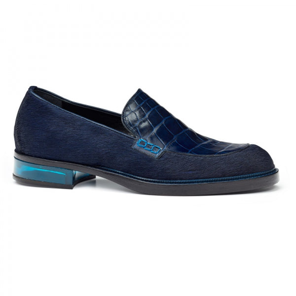 Mauri 4799 Gallia Alligator & Pony Loafers Indigo Blue (Special Order)