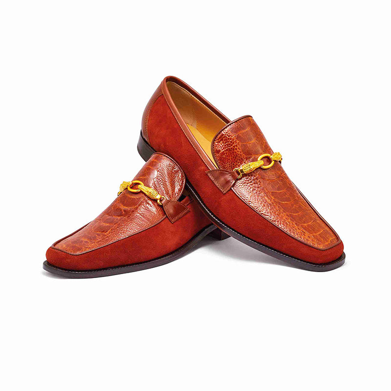 Mauri 4800 Suede / Calfskin / Ostrich Leg Loafer Gold