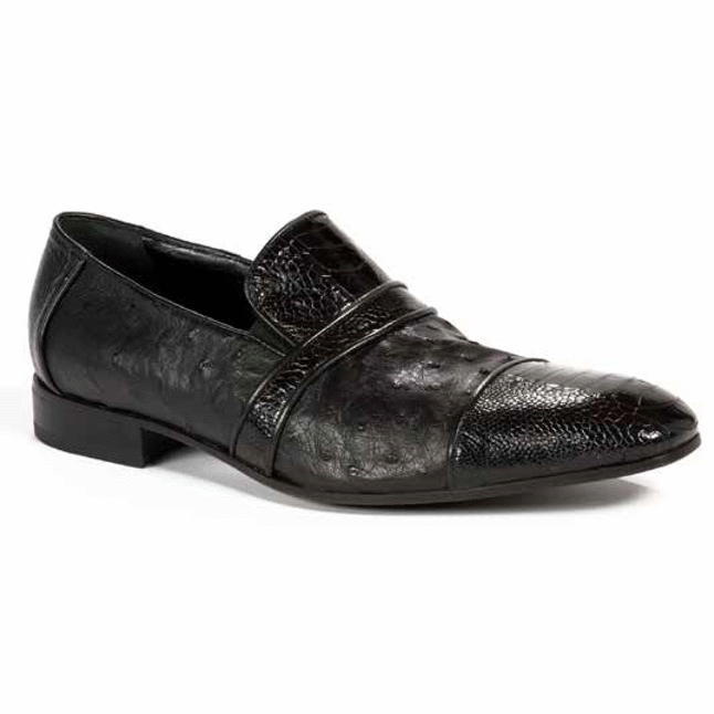 Mauri 4822 Ostrich Cap Toe Loafers Black