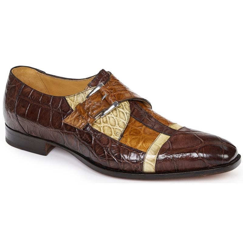 Mauri 4841 Alligator Monk Strap Tmoro / Bone / Brandy