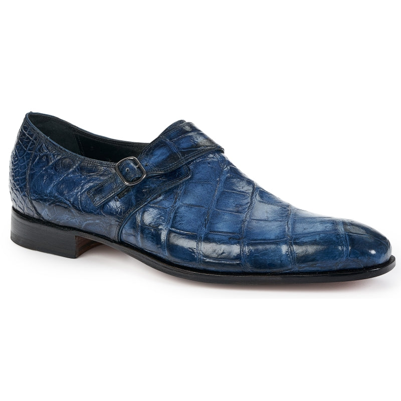 Mauri 4849 Alligator Monk Strap Caribbean Blue