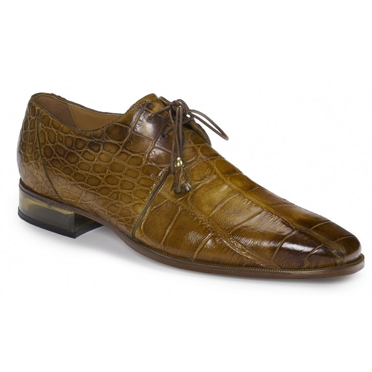 Mauri 4851 Trebbia Alligator Derby Shoes Mustard