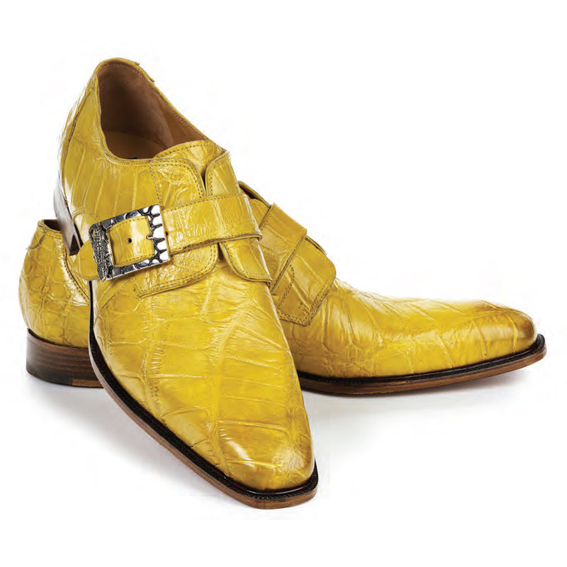 Mauri 4853-2 Steamboat Alligator Monk Strap Shoes Yellow