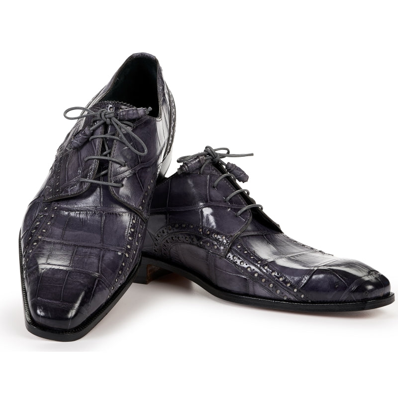 Mauri 4858 Alligator Derby Shoes Medium Gray | MensDesignerShoe.com