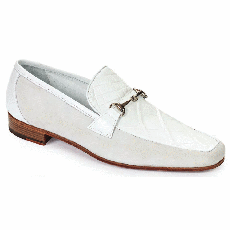 Mauri 4863 Borromini Alligator & Suede Bit Loafers White