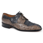 Mauri 4866 Crocodile & Ostrich Dress Shoes Gray / Pepper