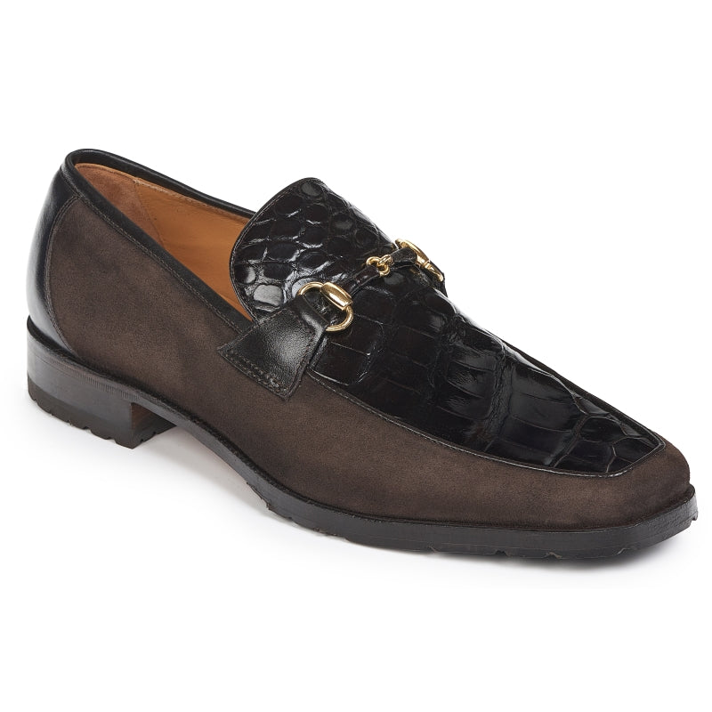 Mauri 4877 Alligator & Suede Loafers Dark Brown