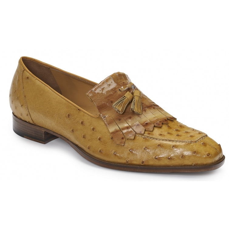 Mauri 4881 Taro Ostrich Quill Fringe Loafers Tabac