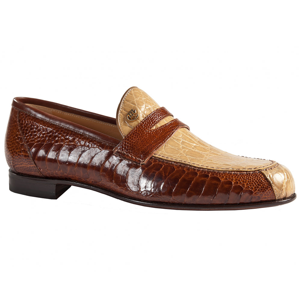 Mauri 4893/1 Croco Flanks / Ostrich Leg Dress Shoes Dune / Gold