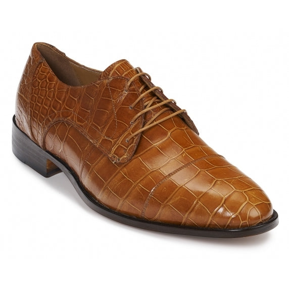 Mauri 4896 Adige Alligator Derby Shoes Cognac