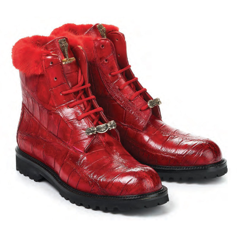 Mauri 4902 Luxury Alligator Baby Croc Boots Red