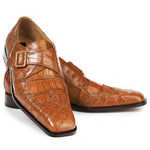 Mauri 4913 Preacher Alligator Baby Croc Dress Shoes Cognac