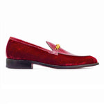 Mauri 4932 Ostrich Leg / Embossed Velvet Loafer Ruby / Red