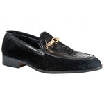 Mauri 4932 Ostrich Leg / Embossed Velvet Shoes Black