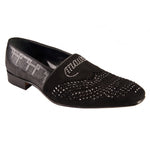 Mauri 4934/3 Suede / Karung Embossed Cornice / Gros Grain Shoes Black