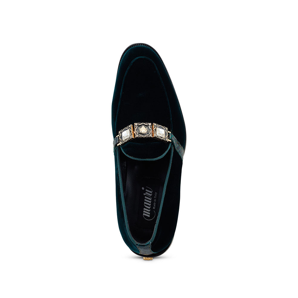 Mauri 4940/2 Velvet / Alligator Shoes Hunter Green