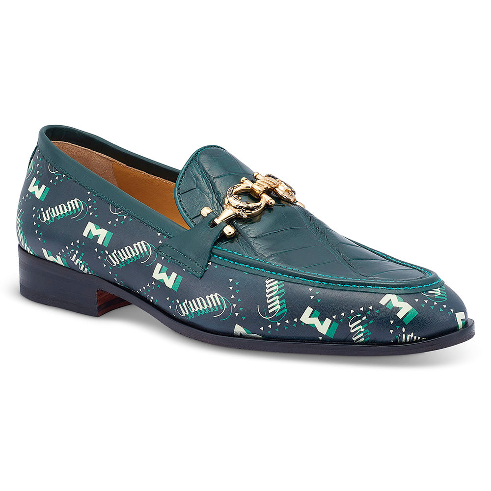 Mauri 4954/1 Alligator & Fabric Loafers Green / Hunter Green