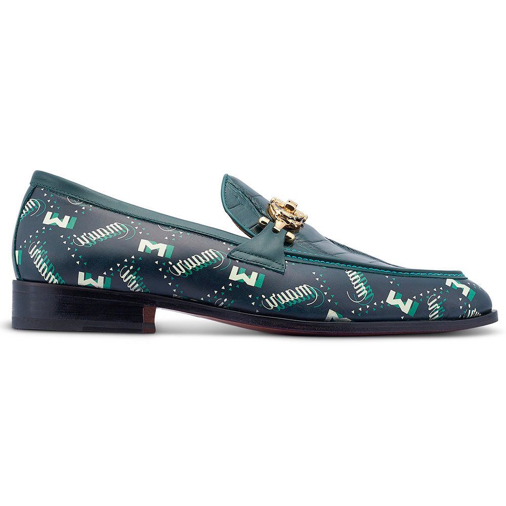 Mauri 4954/1 Alligator & Fabric Loafers M Shade Print Green / Hunter Green