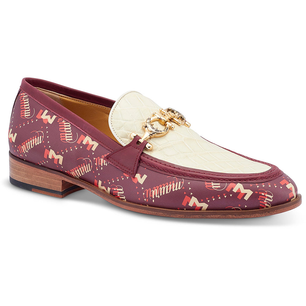 Mauri 4954/1 Alligator & Fabric Loafers Ruby Red / Cream