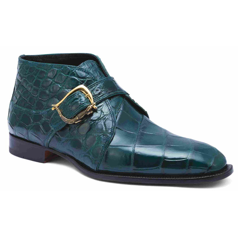 Mauri 4955 Esquire Alligator Monk Strap Boots Hunter Green