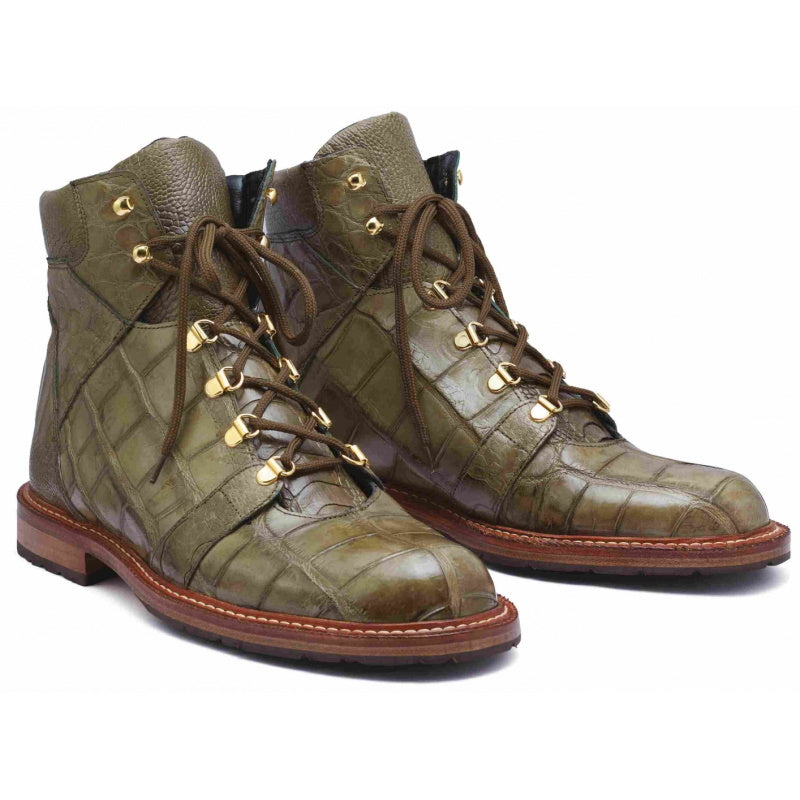 Mauri 4963 Pathfinder Alligator & Ostrich Boots Money Green