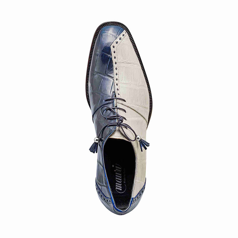 Mauri 4975 Body Alligator Shoes Blue / Cream (Special Order)