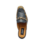 Mauri 4976 Bermuda Gobelins Fabric & Alligator Half Shoes Black