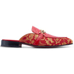 Mauri 4976 Bermuda Gobelins Fabric & Alligator Half Shoes Red