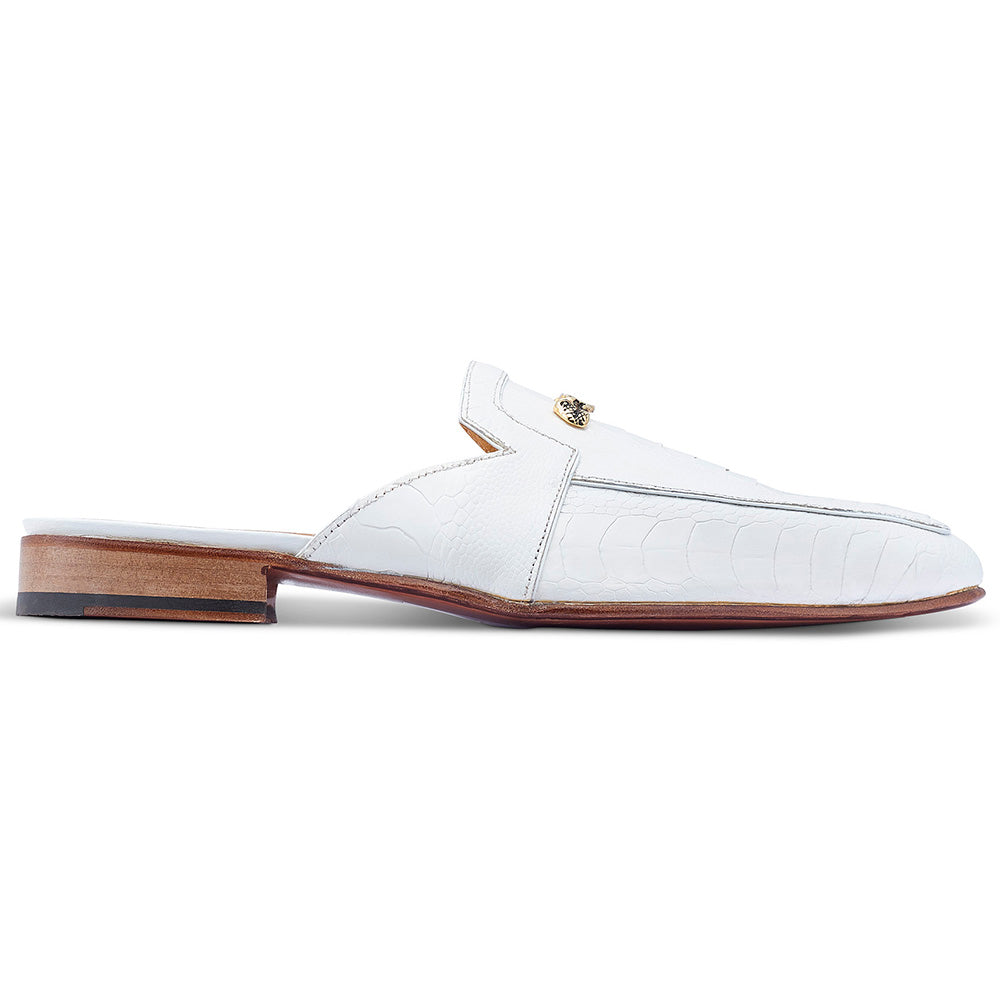 Mauri 4981 Ostrich Leg Half Shoes White