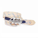Mauri 100-35 Body Alligator / Calfskin / Fabric Belt Sky Lark / Cream / Indigo Blue