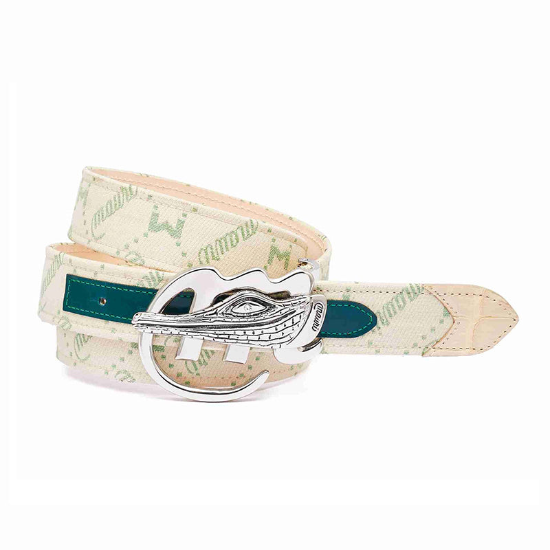 Mauri 100-35 Body Alligator / Calfskin / Fabric Belt Spring Green / Cream / Hunter Green